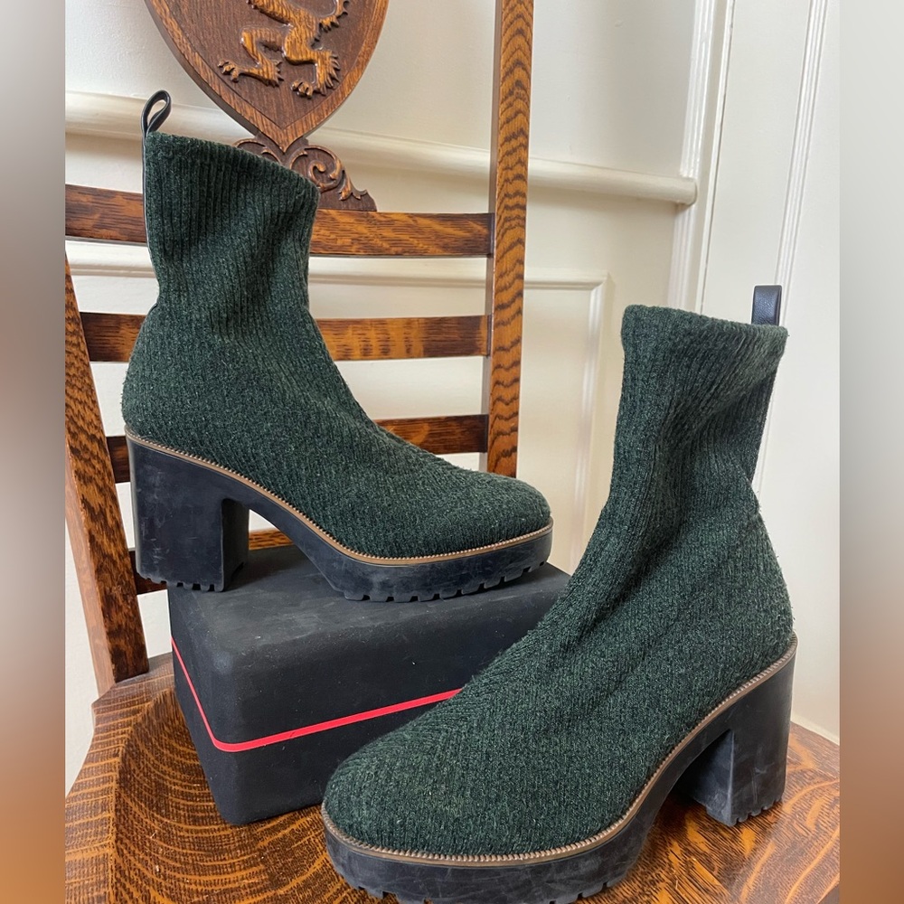 Chinese Laundry Garvey Chill Knit Heeled Platform Sock Booties